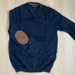 Celio Navy Sweater, elbow patch detail, size S